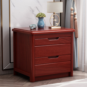Dazhang Jiaju Modern Minimalist Solid Wood Nightstand With <b>Drawers</b> Bedroom Storage Cabinet <b>Walnut</b> Finish - Product Image 3