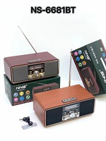 Radio Clásica Antigua NS-6681BT de Madera de Nogal con Reproductor de FM Rotatorio, Ranura para Tarjeta USB/TF/AUX, Altavoces Bluetooth Retro de Madera