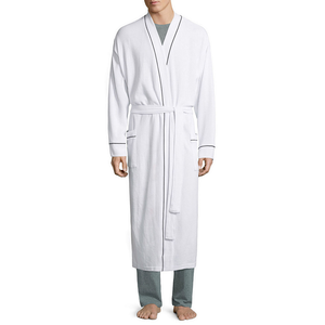 Bata <span class=keywords><strong>de</strong></span> baño <span class=keywords><strong>de</strong></span> algodón con logo personalizado <span class=keywords><strong>de</strong></span> Hotel <span class=keywords><strong>de</strong></span> 5 estrellas, albornoz con borde <span class=keywords><strong>de</strong></span> hilo <span class=keywords><strong>de</strong></span> lujo, tejido <span class=keywords><strong>de</strong></span> grano - Product Image 3