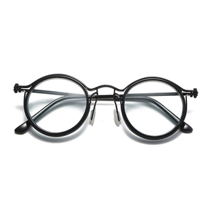 Lunettes de vue photochromiques de luxe classiques à monture ronde en métal, bloquant la lumière bleue - Product Image 4