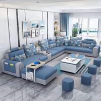 Sofá Seccional en Forma de U, Modular, Tipo Nube, con Otomana y Reposacabezas Ajustable, con Almacenamiento, para Sala de Estar, Muebles para el Hogar