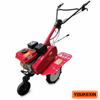 Motoculteur à essence personnalisé YKX avec transmission par courroie, mini-cultivateur rotatif, motoculteur à essence poussé à la main avec charrue et remorque