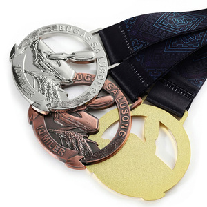 Medallas de premio personalizadas de metal fundido con diseño hueco, chapadas en oro/plata/bronce, grabadas, para finalistas de 10 millas en canoa, con logotipo deportivo. - Product Image 2