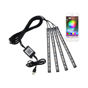 Đèn <span class=keywords><strong>LED</strong></span> dải RGB nội thất ô tô, đèn tạo không khí với 72 đèn <span class=keywords><strong>LED</strong></span>/48 đèn <span class=keywords><strong>LED</strong></span>, điều khiển bằng ứng dụng Bluetooth, chống nước IP65 - Product Image 2