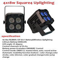 Dj professionnel allume 4x18w RGBWA + UV 6in1 Club Uplights batterie sans fil DMX IRC contrôle Led Par lumière pour fête Club hôtel