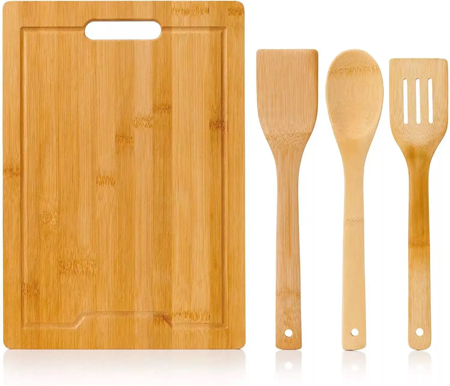 Bán buôn gói thiết lập của 4 đồ dùng nhà bếp tre cắt Board spatulas thiết lập biểu tượng tùy chỉnh gỗ thớt ban turners 4 mảnh thiết lập