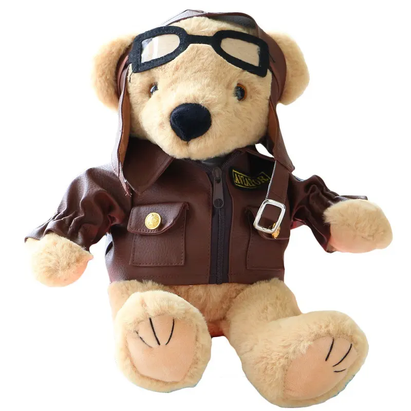 2024 Schlussverkauf hochwertige Mode weich plüsch Pilot Teddybär Offizier Bär Spielzeug Flieger Teddybär Spielzeug mit Jackenuniform