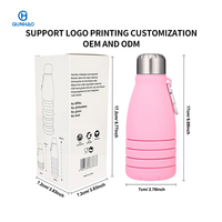 Bouteille d'eau de sport pliable, sans BPA, étanche, grande capacité 550 ml, en silicone, personnalisable OEM ODM