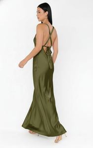 Vestido Maxi Formal de Noche, Color Rosa Satinado, Cuello Tipo Capucha, Corte Diagonal, Drapeado, Nueva Temporada 2026 - Product Image 3