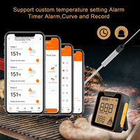 Termometer Oven Digital Nirkabel ABS untuk Bluetooth, Termostat Makanan Dapur dengan Empat Probe, Lampu Latar untuk Memasak Daging OEM