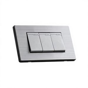 แผงสแตนเลส สวิตช์ไฟฟ้าแบบกด 3 ช่อง 1 ช่อง มาตรฐานอเมริกาใต้ สวิตช์แบบร็อคเก็ต - Product Image 1