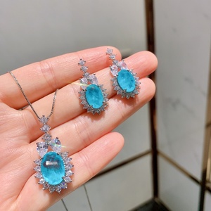 Factory Wholesale Eco-friendly Copper 14-12MM Red Cubic Zirconia White Shell Pearl Bridal Pendant Earrings Jewelry Set - Product Image 1