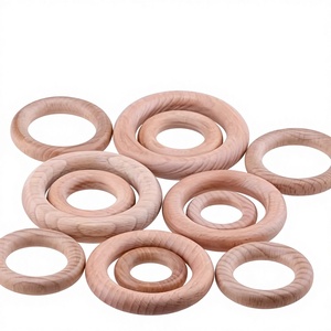 Anillo de Madera Natural en Varios Tamaños, de 25 mm a 70 mm, Aro de Madera Lisa sin Acabado para Manualidades Personalizadas, Decoración Colgante - Product Image 1