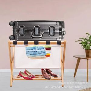 Support de rangement pour bagages en bois, double couche, pliable, pour valises, utilisation à domicile ou dans la chambre - Product Image 1