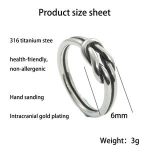 Men's <b>Titanium</b> Steel Rope Knot <b>Ring</b> Rose Gold Geometric Design Gift Jewelry 24079 - Product Image 4