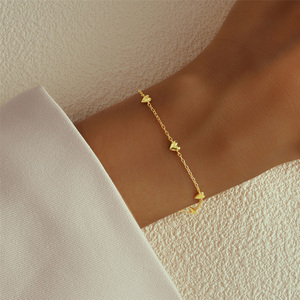 Bracelet à breloques en forme de cœur brillant en argent sterling 925 minimaliste AB039 INS pour femmes, bijoux à porter tous les jours, cadeau d'anniversaire ou de Saint-Valentin - Product Image 3