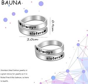 Anillos de mejores amigos personalizados, <span class=keywords><strong>Pinky</strong></span> Promise, espiral ajustable, anillo giratorio, siempre hermanas - Product Image 5