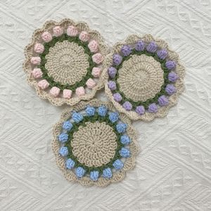 かぎ針編みおばあちゃんスクエアカップコースターランチョンマットパッドティーマグコーヒーマットキッチンテーブルの装飾ウェディングギフト - Product Image 1