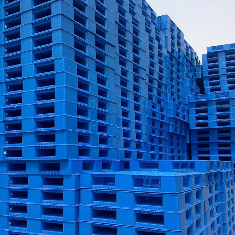 Pallet di plastica di logistica di stoccaggio di industria del magazzino del pallet blu dell'hdpe di nove piedi di plastica resistente da vendere