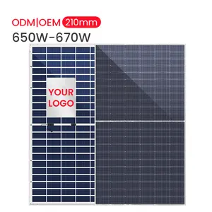 ODM/OEM 20GW双面中国工厂650W 660W双玻璃太阳能电池板价格670W，25年保修出售