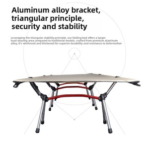 Lit de camping moderne inclinable, pliable, ultra-léger en aluminium, 190 cm, 2 vitesses réglables, pour le bureau ou les repas, HM-xjc- - Product Image 2