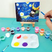 Mini Kit de Peinture Réutilisable 12 Couleurs, Bandes de Peinture Acrylique Non Toxique avec 2 Pinceaux