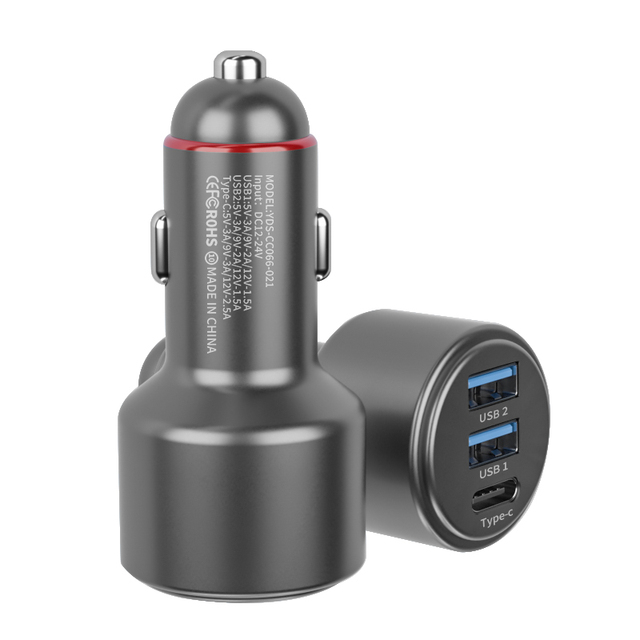 Electronic Gadgets Factory Wholesale Price 66W Aluminum QC3.0 Type C PD Fast USB Car Phone Charger