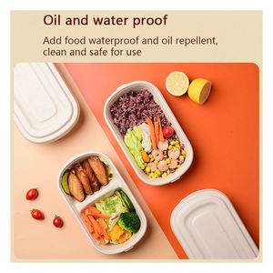 Eco-friendly <b>Disposable</b> 9x6 Inch Compostable Take Away <b>Lunch</b> <b>Box</b> Sugarcane Food Container - Product Image 3