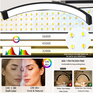 Lampe de plafond demi-<span class=keywords><strong>lune</strong></span> FOSOTO, extensible de 90 à 120 cm, lampe murale en forme de <span class=keywords><strong>lune</strong></span> pour les cils, le maquillage, la lumière de remplissage pour les tatoueurs, les salons de coiffure - Product Image 2