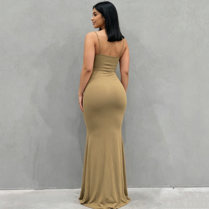 Abito lungo sexy aderente con spalline sottili <span class=keywords><strong>e</strong></span> orlo a sirena per donna, ideale per serate, cocktail, occasioni formali, elegante <span class=keywords><strong>e</strong></span> slim fit - Product Image 3