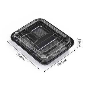 Sunzza 36Oz Rechthoek Zwart Pp Hot Pot <span class=keywords><strong>Food</strong></span> Grade Afhaal-Out Voor Het Verpakken Van Maaltijdvoorbereidingscontainers 3 Compartimenten Voedselopslag - Product Image 2