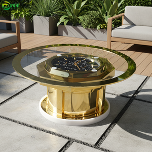 ساعة نحتية ذهبية حديثة بطول 1.4 متر مصنوعة حسب الطلب في المصنع مع تلميع سطحي للديكور المنزلي من الفولاذ المقاوم للصدأ مطلية بالذهب - Product Image 1