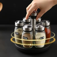 Pot à épices en verre incurvé de 120 ml avec tamis rotatif et couvercle en métal, pour le stockage de poudre de sésame et de piment en cuisine
