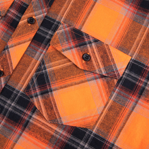 Dài tay áo Mens <span class=keywords><strong>flannel</strong></span> Áo Sơ Mi Kẻ Sọc Nút xuống áo sơ mi nam giới cho nam giới quá khổ kẻ sọc <span class=keywords><strong>flannel</strong></span> Áo sơ mi màu cam - Product Image 4
