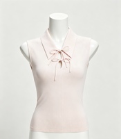 T-shirt de golf tricoté à cordon de serrage pour la compétition et l'entraînement en extérieur, sans manches ou à manches courtes, vêtements pour femmes