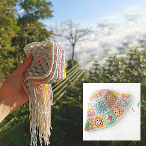 Gorro de cubo de ganchillo fácil para adultos de verano, gorro de algodón cuadrado con estampado de abuela para ropa de playa informal al aire libre - Product Image 5