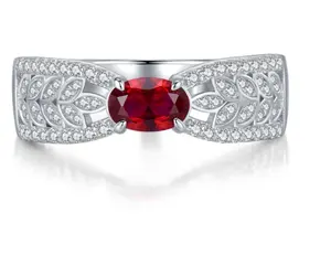 Anel de prata esterlina de trigo com fita de rubi, anel luxuoso com design de nicho para mulheres, mais vendido
