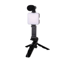 Ensembles de KALIOU-AY-49 Mini bâton de Selfie Flexible support de caméra de téléphone portable trépied avec Microphone lumière LED enregistrement de porte 3KG charge