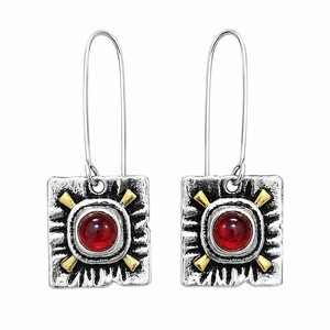 Orecchini rotondi rossi da donna, stile vintage color block, accessori per l'orecchio da indossare tutti i giorni - Product Image 1