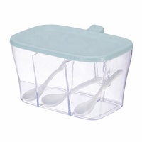 Contenedor de Almacenamiento de Especias con Múltiples Compartimentos y Cuchara, Organizador para la Encimera de la Cocina