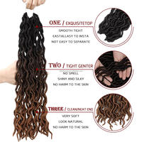 Extensions de Cheveux Tressés Crochet Gypsy Locs Ondulés 18 Pouces, Cheveux Dreadlock pour Tresser les Faux Locs Déesse Ombrés Bouclés