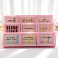 Faux ongles à presser en amande, motif cerise minimaliste, kit d'ongles amovibles style français pour femmes, manucure DIY, vente en gros pour salons