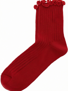 High Quality <b>Women's</b> Spring Knitted <b>Ankle</b> <b>Socks</b> Breathable Comfort Solid Pattern Lettuce-edge Trim Comfortable Daily Use Bottom - Product Image 1