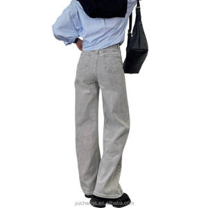 Jeans Vaqueros Personalizados de Pierna Ancha, Estilo Urbano, Cintura Media, Alta Calidad, Transpirables, Colores Retro Plateados, Jeans para Mujer - Product Image 5