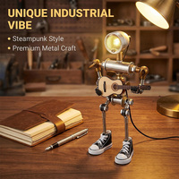 Lampe de bureau LED à intensité variable alimentée par USB, style industriel, rétro, steampunk, en forme de tuyau, réglable, vintage, pour bureau et maison