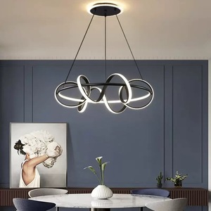 Lámpara LED moderna de anillo entrelazado para sala de estar: Eleva tu decoración del hogar Lámpara LED elegante con anillos trenzados - Product Image 2