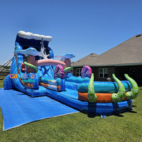 Toboggan aquatique gonflable commercial avec piscine, château gonflable en PVC robuste, prix fabricant, à prix abordable