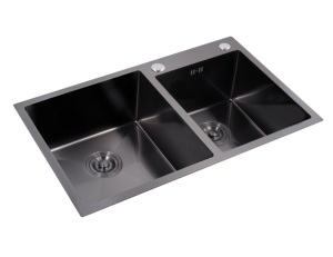 Évier double 780x480mm + Kit de vidange double 110mm |   AW-7848B 201 SS Undermount, 3 couleurs PVD, OEM - Product Image 2