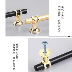 Yb <b>Black</b> Bar Cabinet Handles Zinc Alloy Minimalist Wardrobe Drawer Hardware Gold Trim 805 - Product Image 4