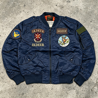 Blouson aviateur personnalisé pour homme, avec patchs brodés, coupe-vent, chaud, pour l'hiver